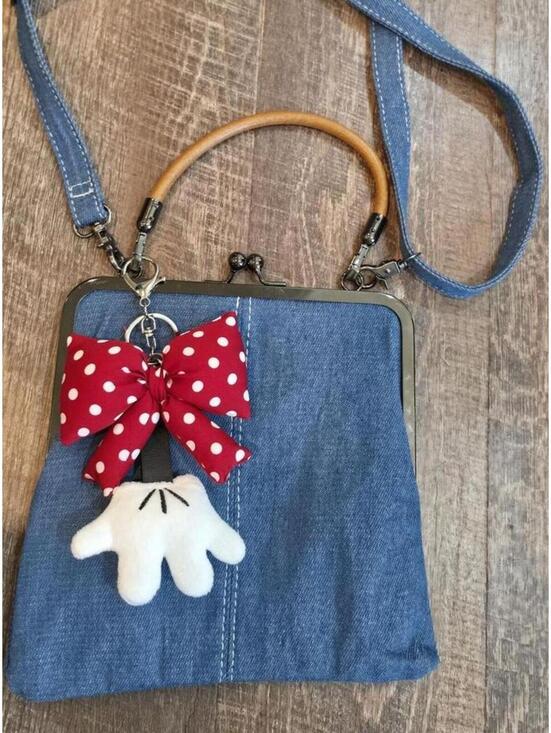 Other - Blue Crossbody Bag Red Bow